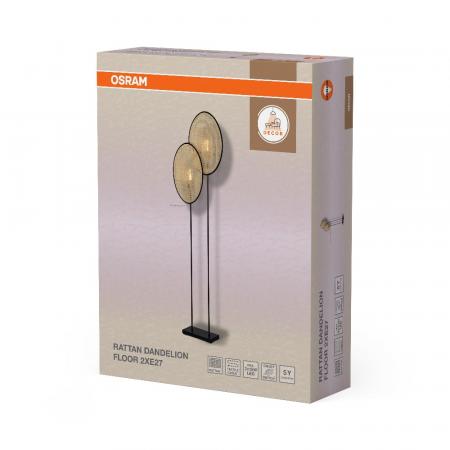OSRAM Stehleuchte Decor Rattan Dandelion aus Rattan|Stahl mit E27 Fassung beige