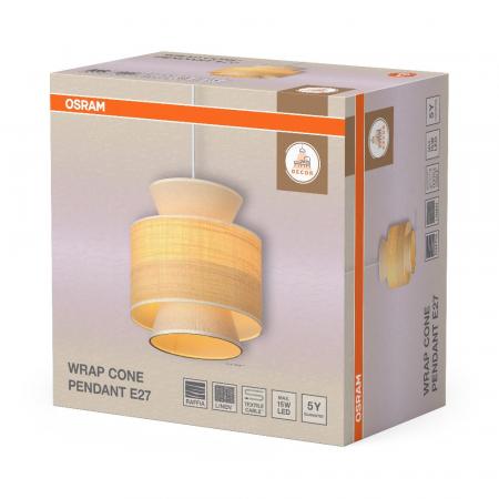 OSRAM Pendelleuchte Decor Wrap Cone aus Leinen und Bast mit E27 Fassung