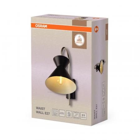Osram Wandleuchte Decor Waist aus Stahl mit E27 Fassung in Schwarz