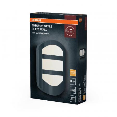 OSRAM ENDURA Style Plate Wandleuchte 12W IP44 Dunkelgrau