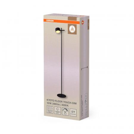 Osram Stehleuchte Decor Kyoto aus Aluminium in Schwarz mit warmweißem Licht und beweglichem Kopf - TOUCH dimmbar