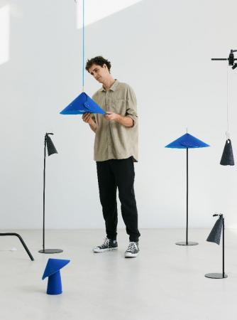 OSRAM Pendelleuchte Decor Flip in Blau Ø 50 cm - Auffällige Leuchte aus Filz mit E27 Fassung