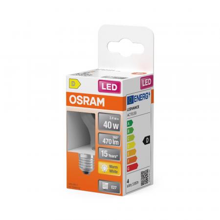 OSRAM ER27 LED Lampe Star Classic P 40 Filament  3,4W wie 40W warmweißes Licht für Wohnräume