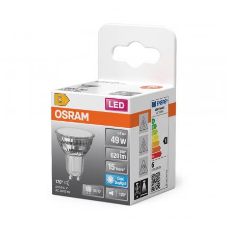 6er Set OSRAM GU10  LED STAR PAR16 Strahler 120° 5,6W wie 49W kaltes Licht mit breitem Lichtkegel 6500K