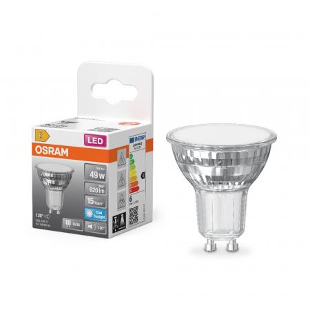 6er Set OSRAM GU10  LED STAR PAR16 Strahler 120° 5,6W wie 49W kaltes Licht mit breitem Lichtkegel 6500K