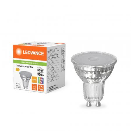 Ledvance GU10 PAR16 Reflektor 36° 3.7W wie 50W dimmbarer warmweißer Strahler 2700K 90Ra hohe Farbwiedergabe