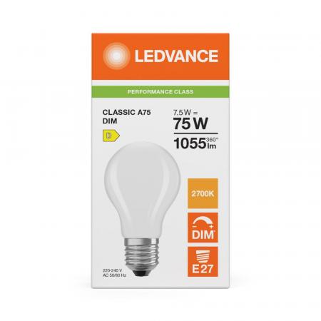 Ledvance E27 CLASSIC Dimmbare LED Lampe 7,5W wie 75W 2700K warmweißes Licht