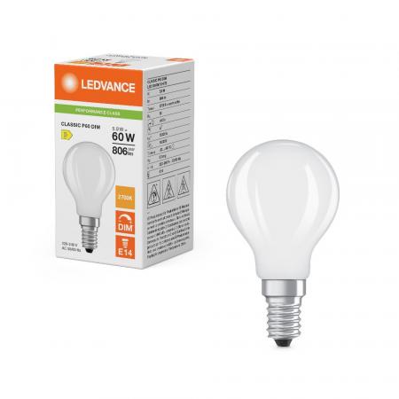 Ledvance E14 LED Tropfenlampe Classic Frosted 5,9W wie 60W 2700K warmweißes Licht