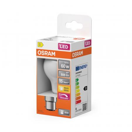 OSRAM B22d LED Superstar Classic A 60 Filament matt dimmbar 5,9W wie 60W warmweißes Licht 2700K