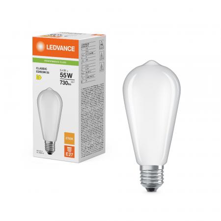 Ledvance E27 LED Lampe Classic Edison 55 in Kolbenform matt 5,4W wie 55W 2700K warmweißes Licht
