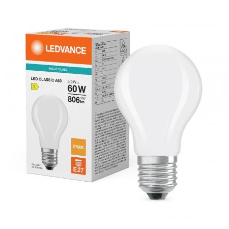 Ledvance E27 Classic A 60 LED Lampe matt 5,9W wie 60W 2700K warmweiß