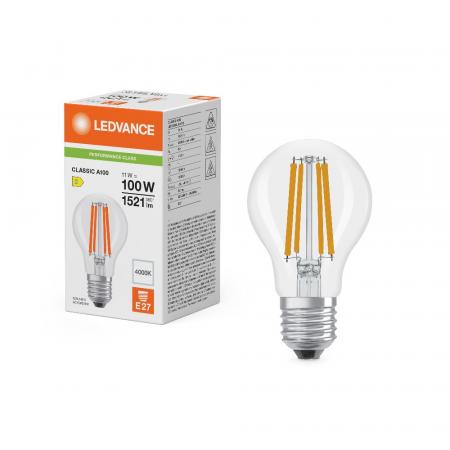 Helle Ledvance E27 Classic A 100 Filament mkLED Lampe klar 11W wie 100W 4000K neutralweiß