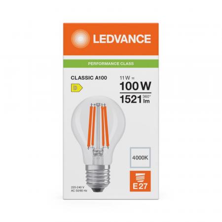 Helle Ledvance E27 Classic A 100 Filament mkLED Lampe klar 11W wie 100W 4000K neutralweiß