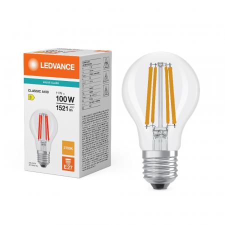 Ledvance E27 CLASSIC Filament LED Lampe klar 11W wie 100W 2700K warmweiß