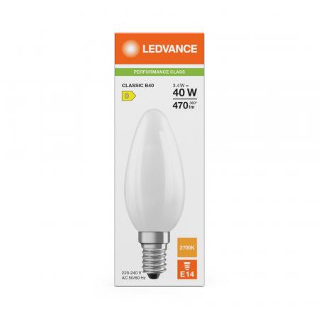 Ledvance E14 LED Lerzen Lampe B40 matt 3,44W wie 40W 2700K warmweißes Licht