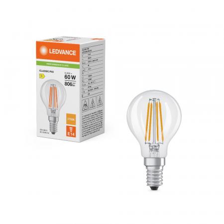 Ledvance E14 LED Tropfenlampe Classic klar 5,9W wie 60W 2700K warmweißes Licht