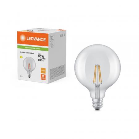 Ledvance E27 LED Filament Kugellampe Globe125 Classic klar 5,9W wie 60W 2700K warmweißes Licht