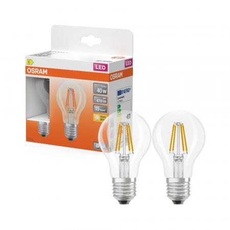 2er Pack OSRAM E27  LED Star Classic A 40 Filament 3,4W wie 40W warmweiß