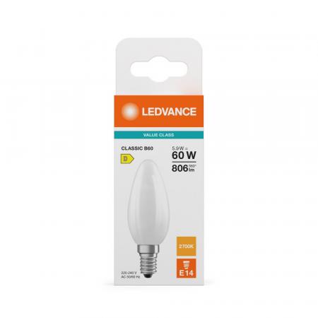 Ledvance E14 LED Kerzenlampe Classic B60 Frosted 5,9W wie 60W 2700K warmweißes Licht