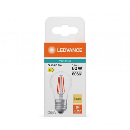 Ledvance E27 LED Lampe Classic Frosted P60 5,9W wie 60W 3000K warmweißes Licht