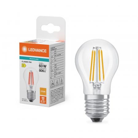 Ledvance E27 Filament LED Lampe Classic P60 5,9W wie 60W 2700K warmweißes Licht