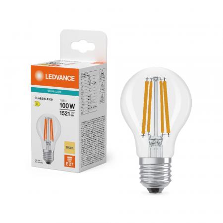 Ledvance E27 CLASSIC Filament LED Lampe klar 11W wie 100W 3000K warmweiß
