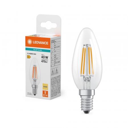 Ledvance E14 LED Kerzenlampe Classic B40 klar 4W wie 40W 3000K warmweißes Licht