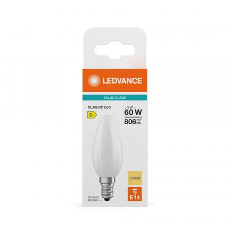 Ledvance E14 LED Kerzenlampe Classic B60 Frosted 5,9W wie 60W 3000K warmweißes Licht