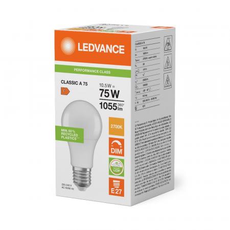 Ledvance E27 LED Lampe Classic dimmbar matt 10,5W wie 75W 2700K warmweißes Licht