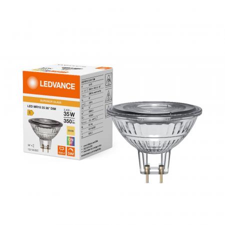 Ledvance GU5.3 LED Niedervolt Reflektor Lampe MR16 dimmbar 36° 3.4W wie 35W warmweiß 3000K hohe Farbwiedergabe 97Ra