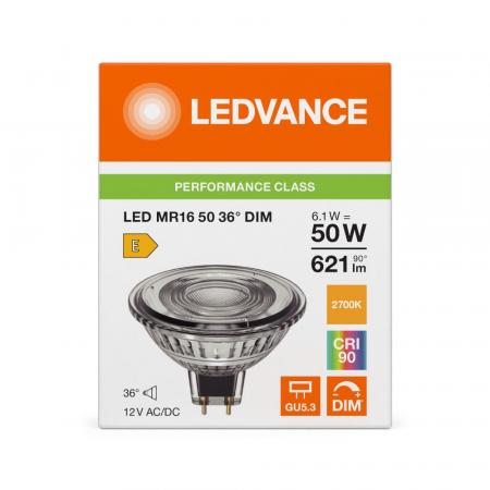 Ledvance GU5.3 LED Strahler dimmbar MR16 36° 6.1W wie 50W 2700K warmweiß - hohe Farbwiedergabe 90Ra