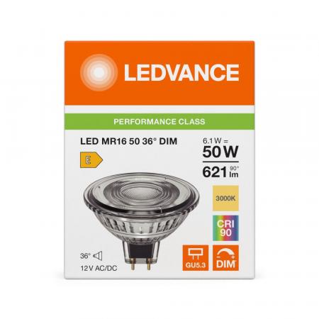 Ledvance GU5.3 LED Strahler dimmbar MR16 36° 6.1W wie 50W 3000K warmweiß - hohe Farbwiedergabe 90Ra