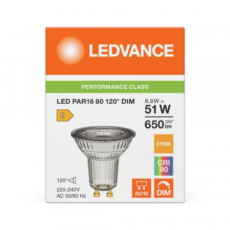 Ledvance GU10 PAR16 Reflektor 120° 6.9W wie 51W dimmbarer warmweißer Strahler 2700K 90Ra mit hoher Farbwiedergabe