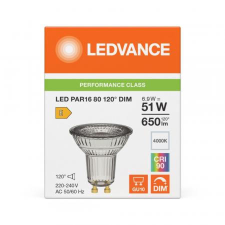 Ledvance GU10 PAR16 Reflektor 120° 6,9W wie 51W dimmbarer neutralweißer Strahler 4000K 90Ra mit hoher Farbwiedergabe