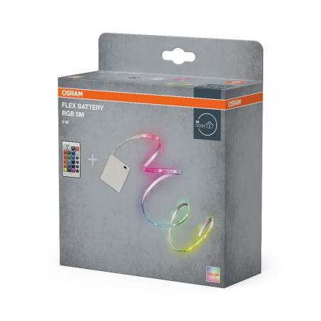 5M Osram FLEX batteriebetriebener LED-Streifen mit farbigem Licht und Fernbediienung IP20