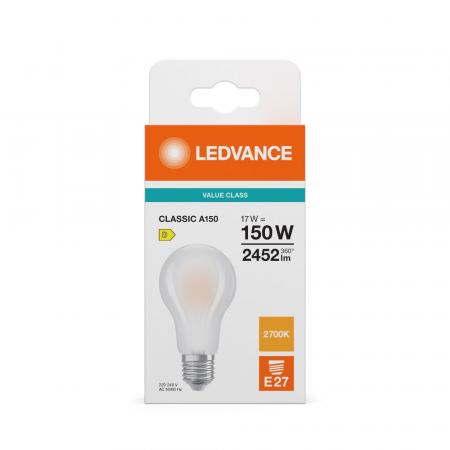 Helle Ledvance E27 CLASSIC Filament LED Lampe matt 17W wie 150W 2700K warmweiß
