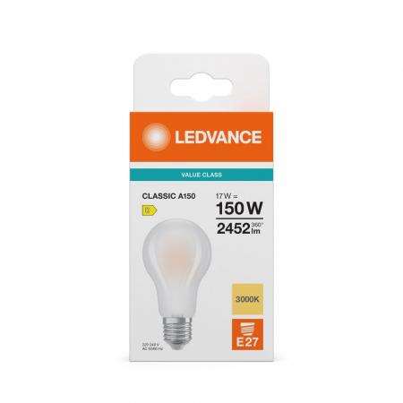 Helle Ledvance E27 CLASSIC Filament LED Lampe matt 17W wie 150W 3000K warmweiß