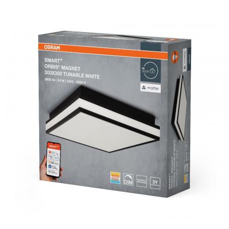 OSRAM SMART+ Matter over Wifi Orbis dekorative Deckenleuchte in Schwarz 30x30cm
