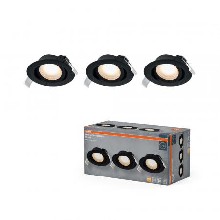 3er Set OSRAM Spot Set Recess Adjustable 4,9W 827 120° Green Brass LED Einbaustrahler - Einbaudurchmesser 75mm, Einbautiefe 40mm