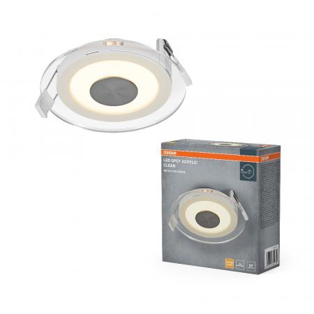 OSRAM LED Spot Acrylic Clean 6W 827 Einbaustrahler IP20 - Einbaudurchmesser 100mm, Einbautiefe 40mm