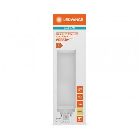 Ledvance DULUX LED T/E42 HF & AC MAINS V 20W 830 GX24Q-4 Kompaktlampe wie 42W 3000K - EVG