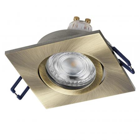 3er Set OSRAM GU10 4,5W LED Spot Set Recess Square Click 3er Set Grünes Messing 2700K IP20 Einbaustrahler -  Einbaudurchmesser 68mm, Einbautiefe 100mm
