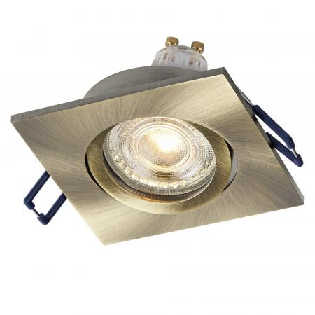3er Set OSRAM GU10 4,5W LED Spot Set Recess Square Click 3er Set Grünes Messing 2700K IP20 Einbaustrahler -  Einbaudurchmesser 68mm, Einbautiefe 100mm
