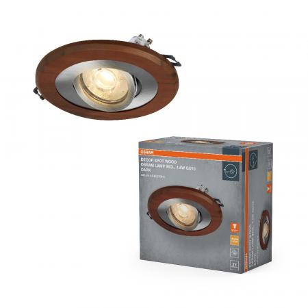 OSRAM Wood Spot GU10 Dark 4,5W Satin Nickel Einbaustrahler IP20  - Einbaudurchmesser 68mm, Einbautiefe 115mm