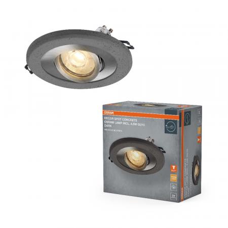 OSRAM Concrete Spot GU10 Dark 4,5W Satin Nickel Einbaustrahler IP20 - Einbaudurchmesser 68mm, Einbautiefe 115mm