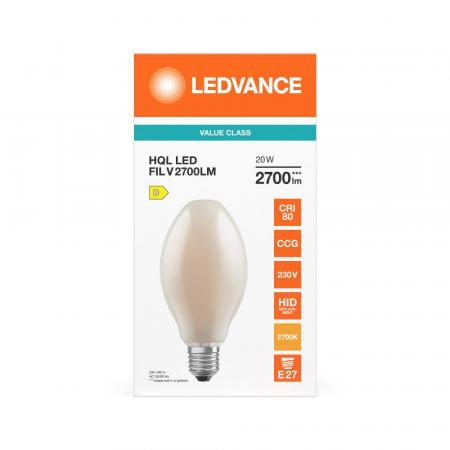 Ledvance E27 HQL LED FIL Straßenlampe 2700lm 20W wie 80W 827 2700K IP65