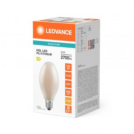 Ledvance E27 HQL LED FIL Straßenlampe 2700lm 20W wie 80W 827 2700K IP65