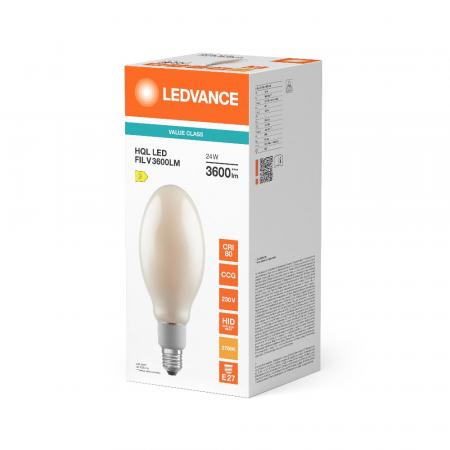Ledvance E27 HQL LED FIL Straßenlampe 3600lm 24W wie 80W 827 2700K IP65 warmweißes Licht insektenfreundlich