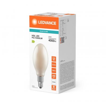 Ledvance E27 HQL LED FIL Straßenlampe 4000lm 24W wie 80W 840 4000K IP65 neutralweißes Licht