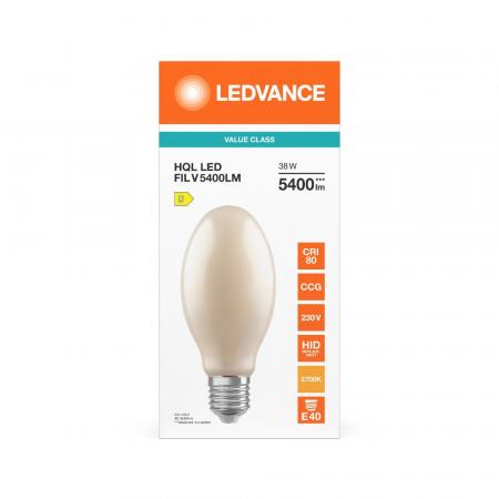 Ledvance E40 HQL LED FIL Straßenlampe 5400lm 38W wie 125W 827 2700K IP65